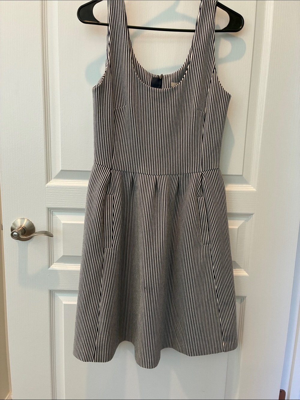 Banana Republic Black & White Vertical Stripe Sleeveless Dress
